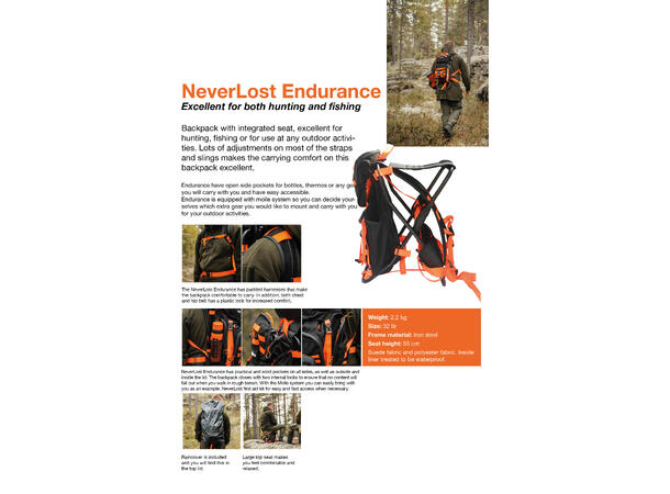 NeverLost Endurance stolsekk Stolsekk for både jegeren og fiskeren 